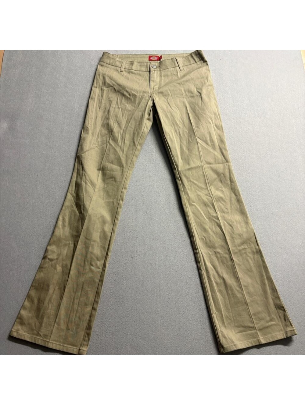Dickies Girl Khaki Chino Pants Womens Size 9 Tan Stretch Bootcut Low Rise Work